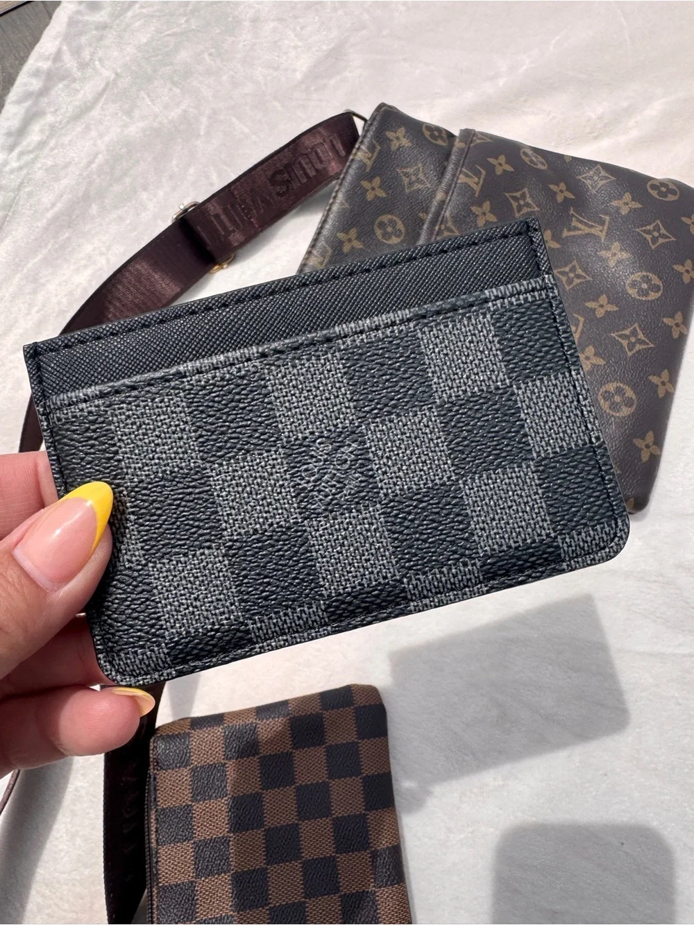 Louis Vuitton Monogram & Damier Brown Crossbody Bag with Gold LV Emblem - Picture 6 of 13